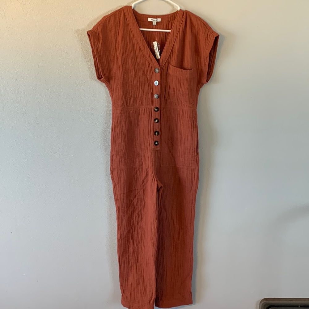 Madewell XXS Lightspun Stitched-Pocket Coverall Short-Sleeved Jumpsuit